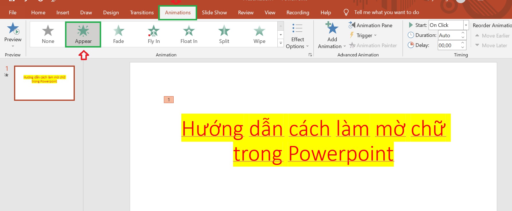 Cách làm mờ chữ trong Microsoft Powerpoint