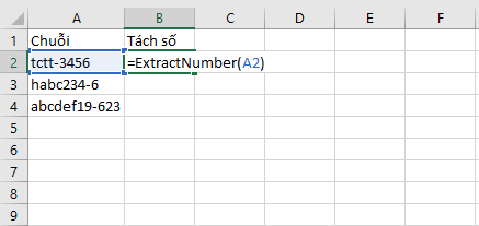 Tách số ra khỏi chuỗi trong Excel