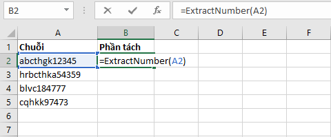 Tách số ra khỏi chuỗi trong Excel